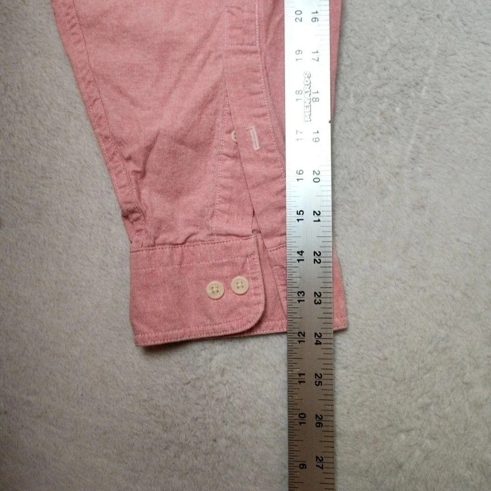 Lands' End Shirt Mens L Pink Oxford OCBD Button-Up Cotton Pockets Made In USA